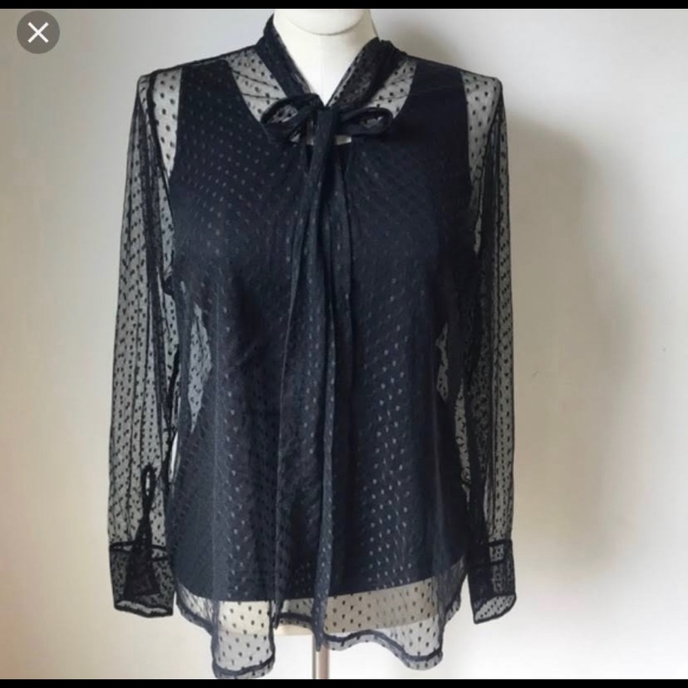 SOLD***3/$45***Lane Bryant | Sheer Polka Dot, Tie at Neck - 14/16